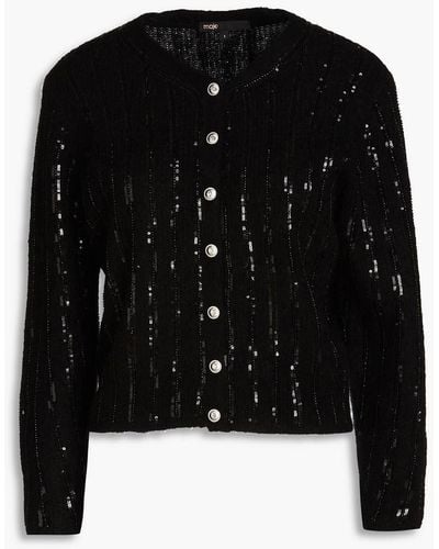 Maje Embellished Knitted Cardigan - Black