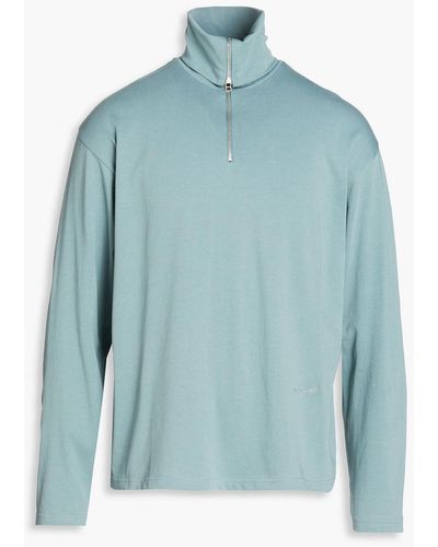 LE17SEPTEMBRE Cotton-blend Jersey Half-zip Sweater - Blue