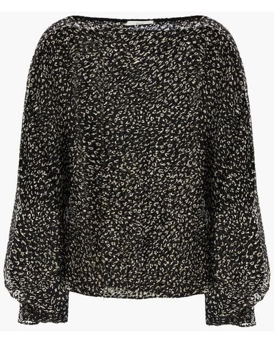 Joie Nylah Leopard-print Fil Coupé Chiffon Blouse - Black