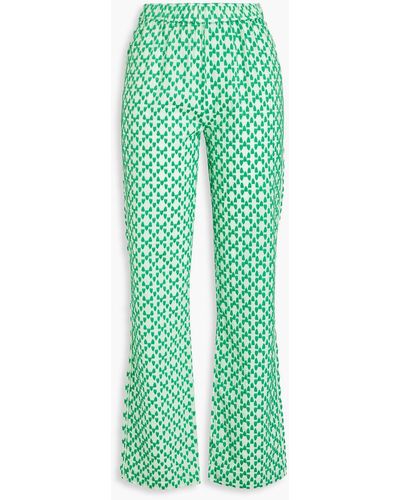 Hofmann Copenhagen Mila Embroidered Organic Cotton-poplin Straight-leg Trousers - Green