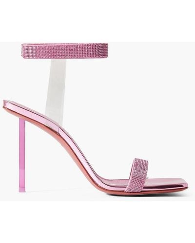 AMINA MUADDI Rih Crystal-embellished Mirrored-leather And Pvc Sandals - Pink