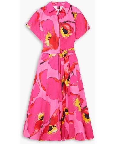 Carolina Herrera Floral-print Faille Midi Shirt Dress - Pink
