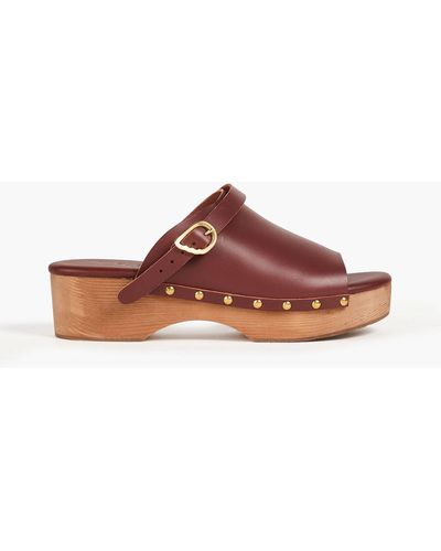 Ancient Greek Sandals Studded Leather Clogs - Brown