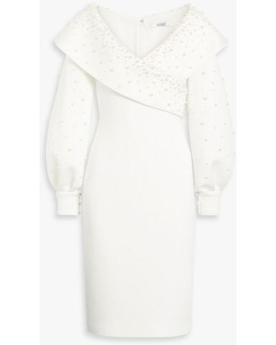 Badgley Mischka Embellished Scuba Dress - White