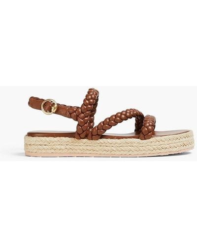 Gianvito Rossi Braided Leather Espadrilles - Brown