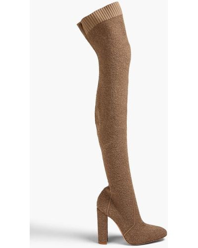 Gianvito Rossi Bouclé-knit Thigh Boots - Brown