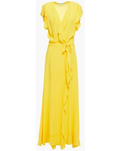 Melissa Odabash Brianna Ruffled Voile Maxi Wrap Dress - Yellow