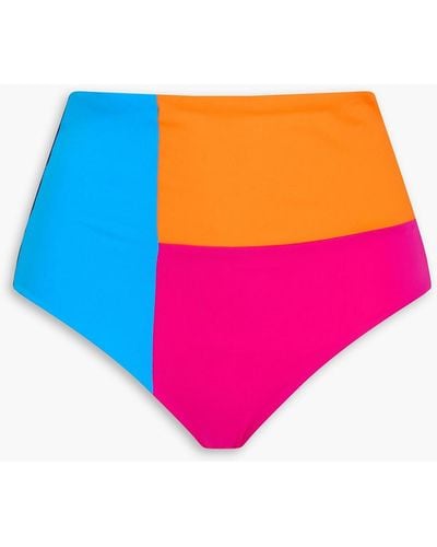 Mara Hoffman Lydia Color-block High-rise Bikini Briefs - Pink
