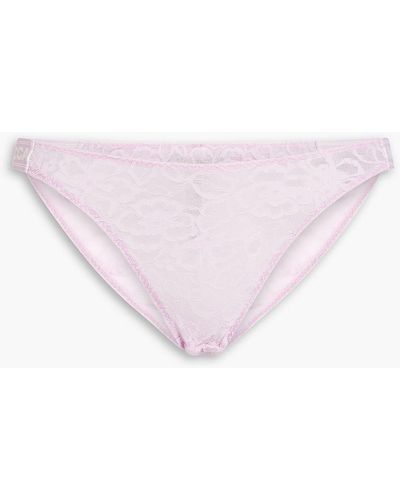 Stella McCartney Monogram-trimmed Lace Mid-rise Briefs - Pink