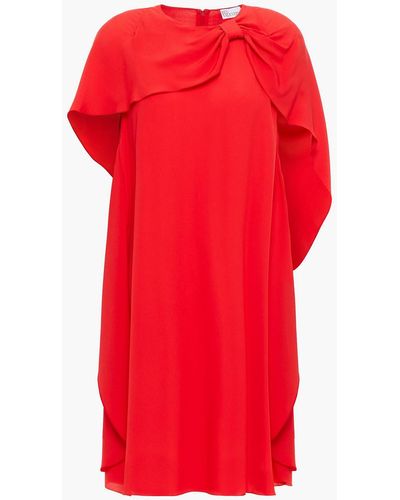 RED Valentino Cape-effect Knotted Crepe De Chine Mini Dress - Red