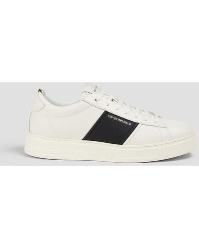 Emporio Armani Two-tone Leather Sneakers - White