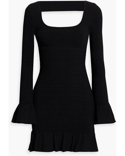 Hervé Léger Cutout Panelled Ribbed-knit Mini Dress - Black