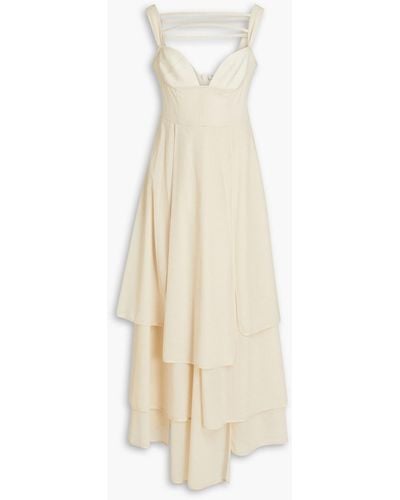 A.W.A.K.E. MODE Layered Wool-blend Midi Dress - White
