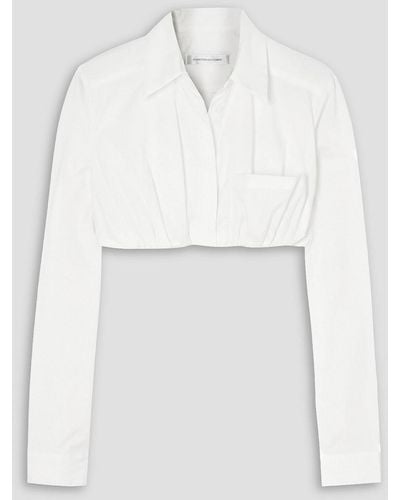 Christopher Esber Cropped Gathered Cotton-poplin Shirt - White