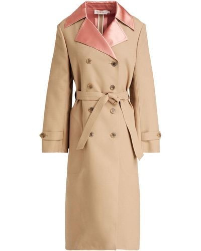 Tory Burch Nina Satin-trimmed Canvas Trench Coat - Natural