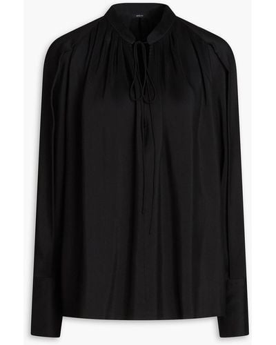 JOSEPH Cobden Wool And Silk-blend Gazar Blouse - Black