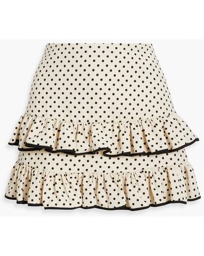Valentino Garavani Ruffled Polka-dot Wool And Silk-blend Crepe Mini Skirt - White