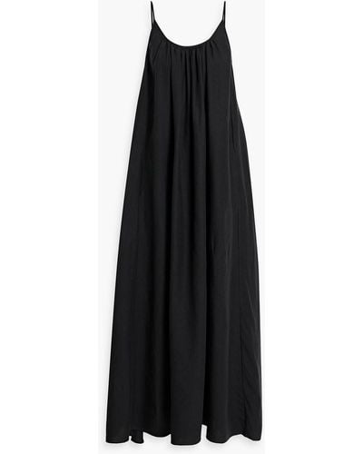 Another Tomorrow Gathered Linen Maxi Dress - Black