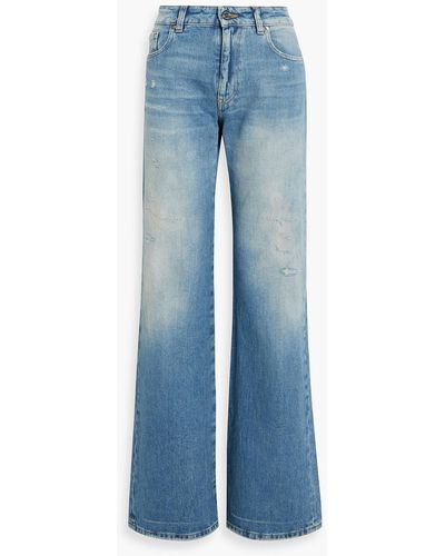 Missoni Crochet-trimmed Distressed High-rise Bootcut Jeans - Blue