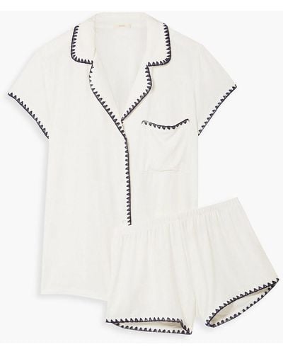 Eberjey Frida Whipstitched Stretch-modal Jersey Pyjama Set - White