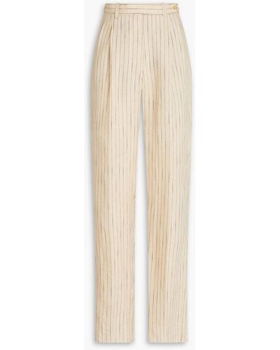 Giuliva Heritage Cornelia karottenhose aus leinen mit nadelstreifen - Weiß