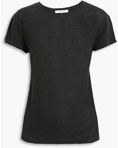 FRAME Easy true t-shirt aus bio-leinen-jersey mit flammgarneffekt - Schwarz