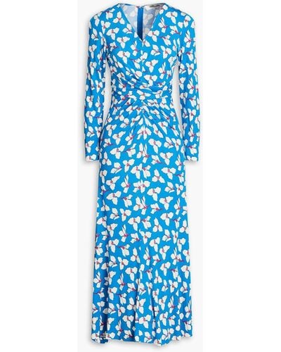 Diane von Furstenberg Eloise Printed Maxi Wrap Dress - Blue