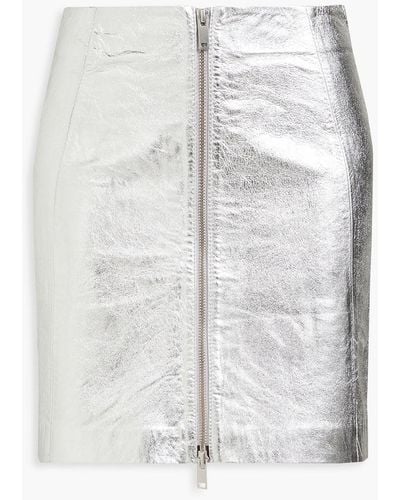 Envelope Crinkled Leather Mini Skirt - White