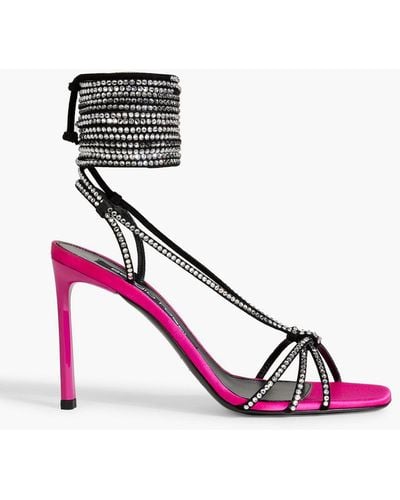 Sergio Rossi Sr Dea Crystal 95 Embellished Suede And Satin Sandals - Pink