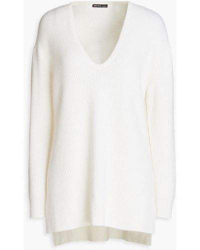 James Perse Ribbed Wool And Mohair-blend Jumper - White
