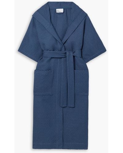 Lisa Marie Fernandez Cotton-piqué Hooded Robe - Blue