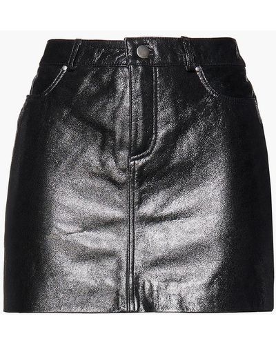 Muubaa Glossed-leather Mini Skirt - Black