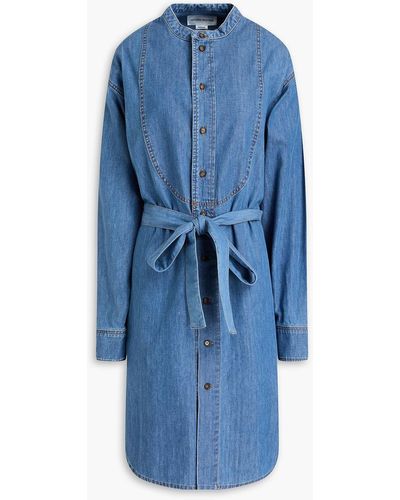 Victoria Beckham Belted Denim Shirt Dress - Blue