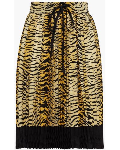 RED Valentino Pleated Tiger-print Silk Crepe De Chine Skirt - Multicolor