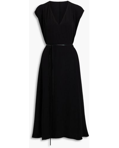Valentino Garavani Belted Silk-crepe Midi Dress - Black