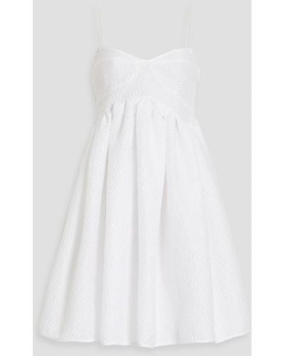 Cecilie Bahnsen Hooda Gathered Seersucker Mini Dress - White