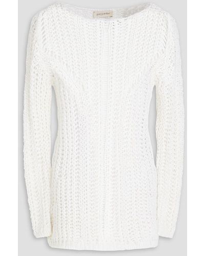 Gentry Portofino Crochet-knit Cotton And Linen-blend Sweater - White