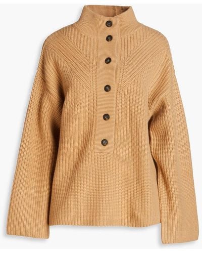 Loulou Studio Ribbed Cashmere Turtleneck Sweater - Natural