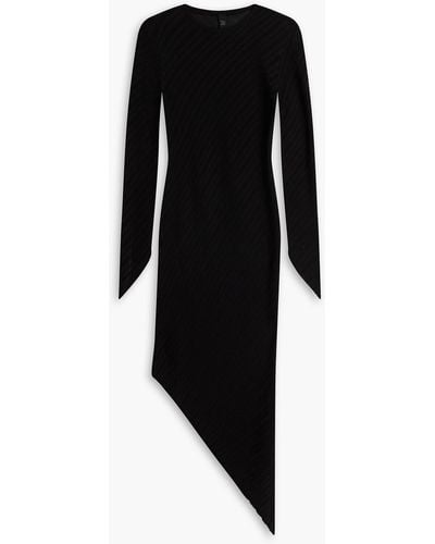 Petar Petrov Asymmetric Ribbed Silk Mini Dress - Black
