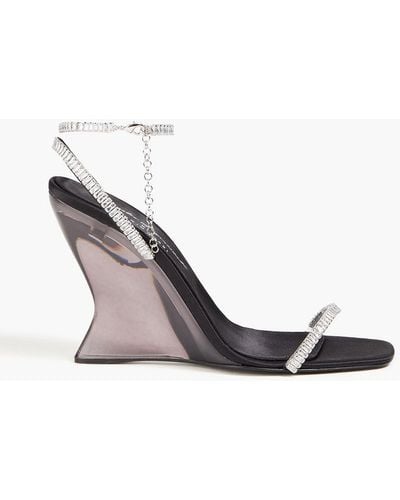 Sergio Rossi Evangelie Crystal-embellished Satin Sandals - White