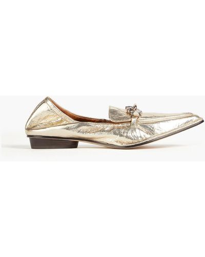 Tory Burch Jessa Embellished Leather Loafers - White