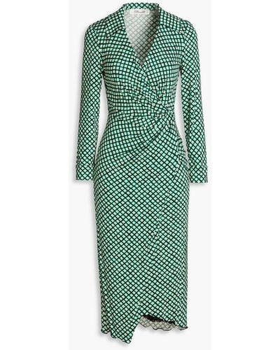 Diane von Furstenberg Palmira Wrap-effect Printed Jersey Midi Dress - Green