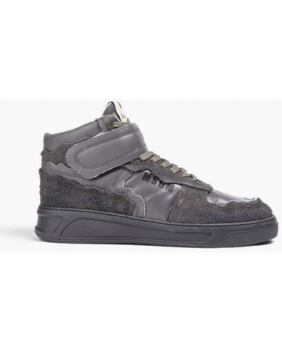MSGM Suede-trimmed Leather High-top Sneakers - Grey
