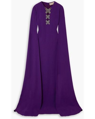 Elie Saab Embellished Crepe Gown - Purple