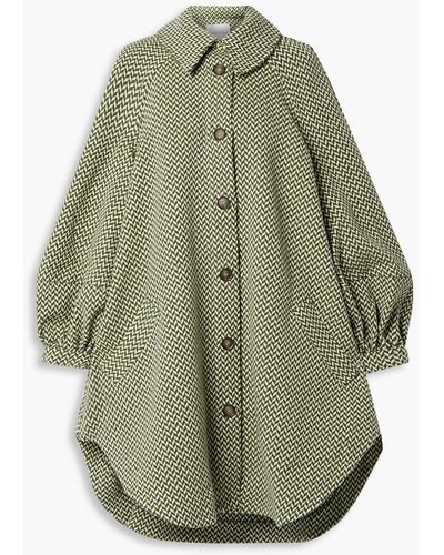 King & Tuckfield Oversized Wool-tweed Coat - Green