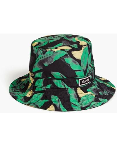 Ganni Printed Shell Bucket Hat - Green