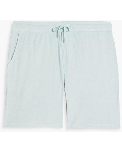 Frescobol Carioca Cotton, Lyocell And Linen-blend Terry Drawstring Shorts - Blue
