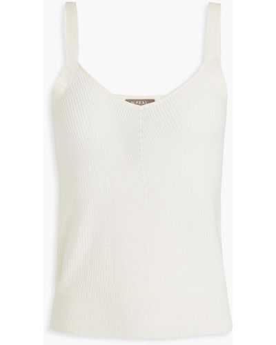 N.Peal Cashmere Ribbed Cashmere Tank - White