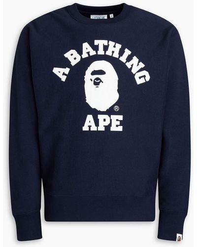 A Bathing Ape Logo-print French Cotton-terry Sweatshirt - Blue