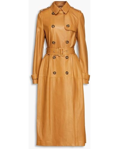 RED Valentino Pleated Leather Trench Coat - Orange